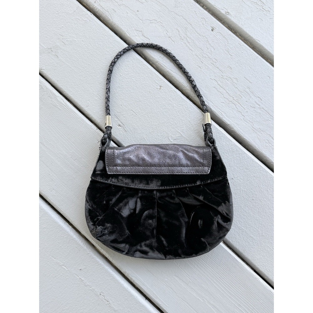 Charles David Black Velvet Dark Femme Evening Bag Whimsigoth Grunge Clutch Purse - Picture 6 of 11